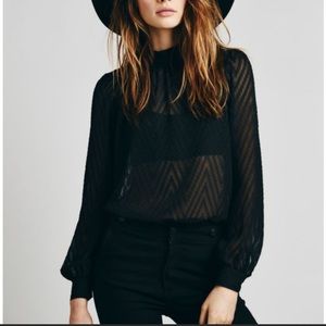 New Free People Tucking Chevron Blouse
